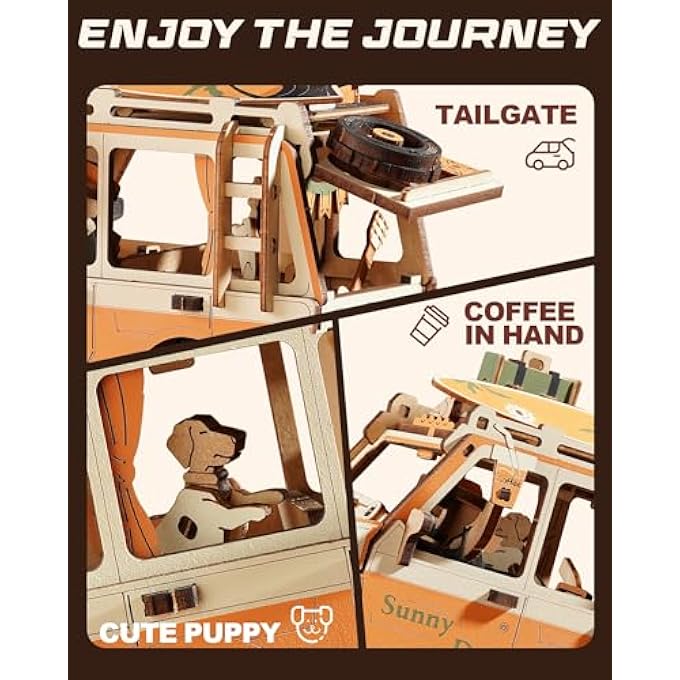 PENDULUM BALANCE TOY, 3D WOODEN PUZZLES FOR ADULTS, RETRO ROAD TRIPPER CAR, DIY CRAFT WOOD PUZZLE KIT, UNIQUE GIFT FOR MEN WOMEN - Image 4